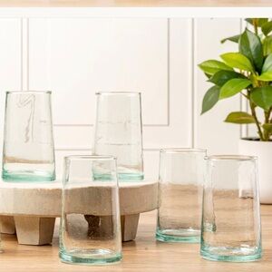 NWT Verve Culture Handblown Moroccan Cone Clear Glassware Set of 5